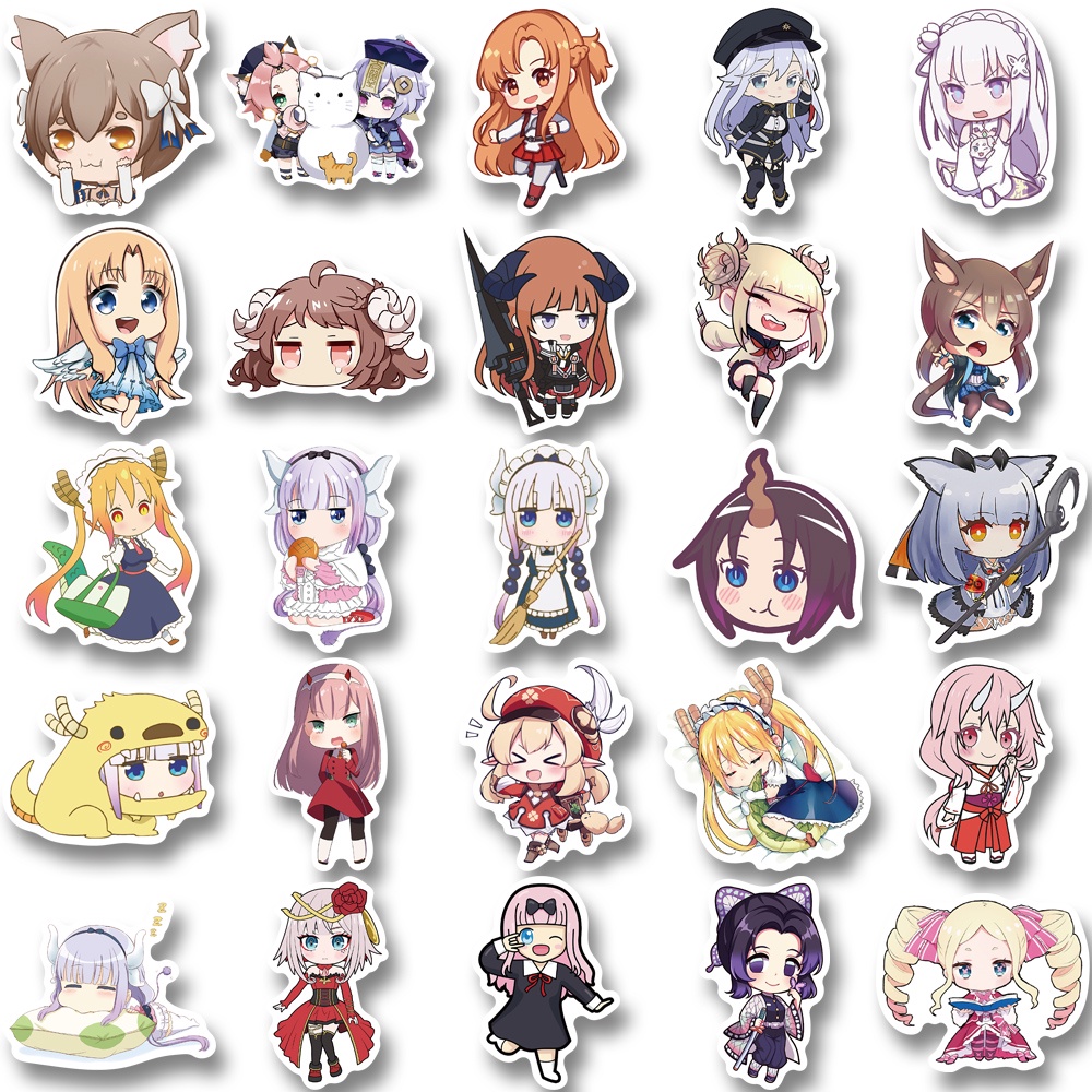 Bộ 50 Miếng Dán Trang Trí laptop Chống Thấm Nước Kiểu Hoạt Hình Dễ Thương