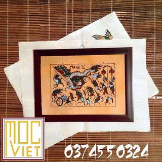 Tranh Đông Hồ Chuột rước rồng - 26x36 cm - Tranh Khung