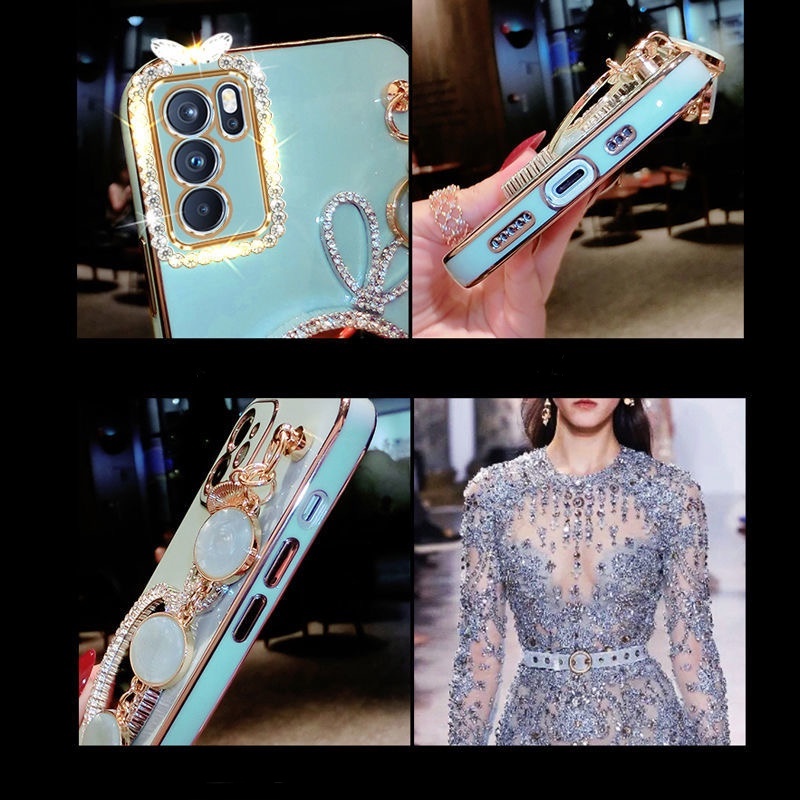 Ốp Điện Thoại Họa Tiết Thỏ Có Gương Trang Điểm Cho OPPO Reno 6Z 6 Pro 5G