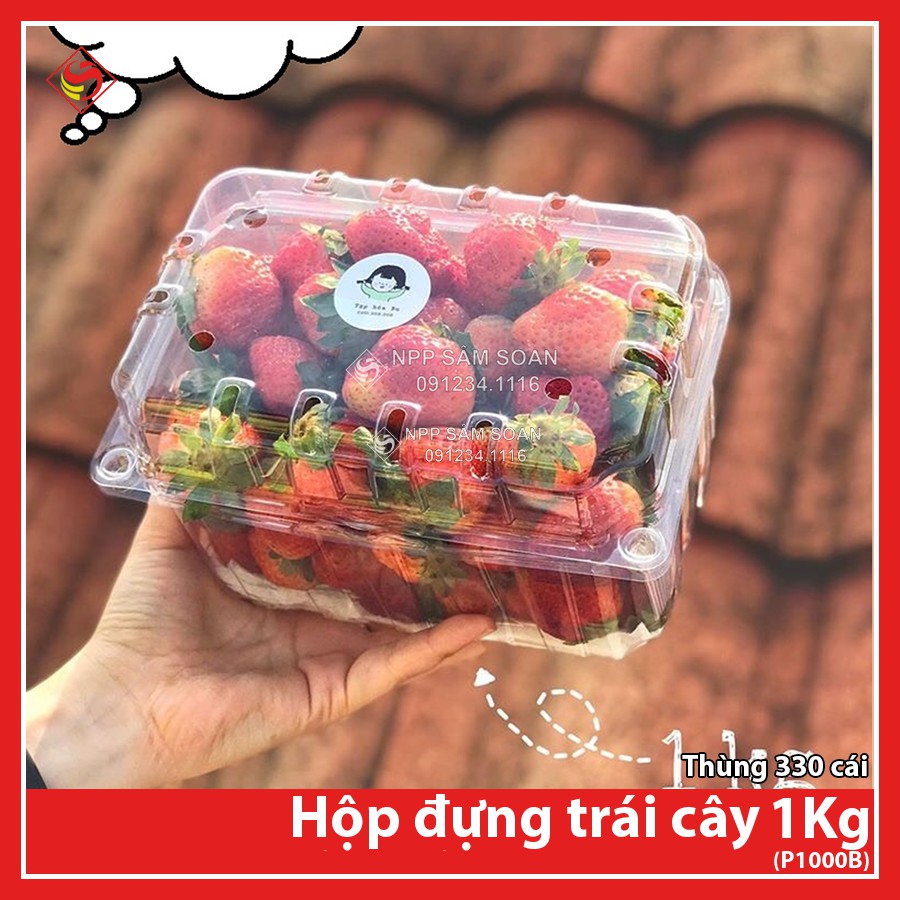 20 cái - Hộp đựng 1Kg Cherry P1000B - Hộp đựng hoa quả nhập khẩu