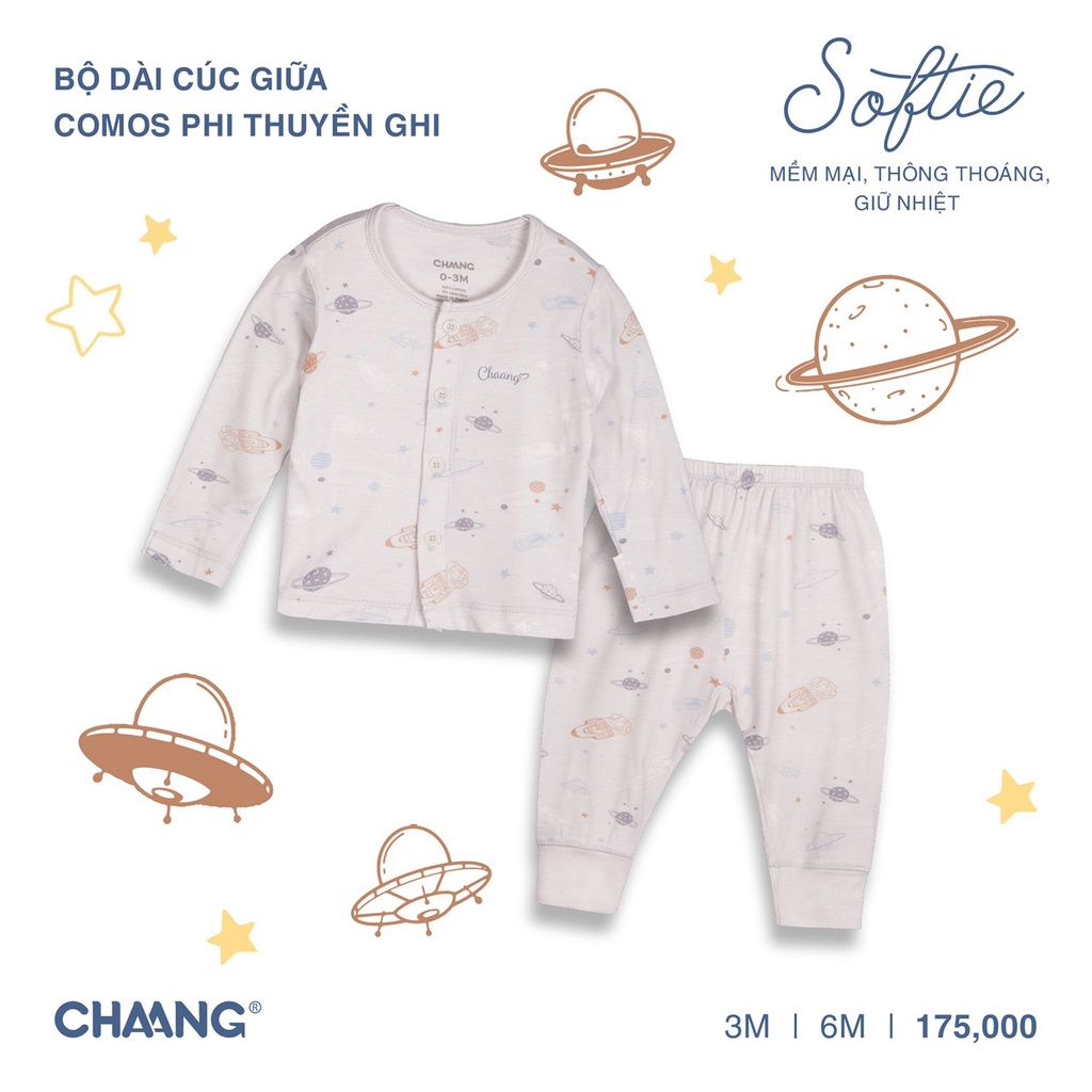Bộ cài giữa CHAANG sơ sinh vải cotton hè mỏng mát