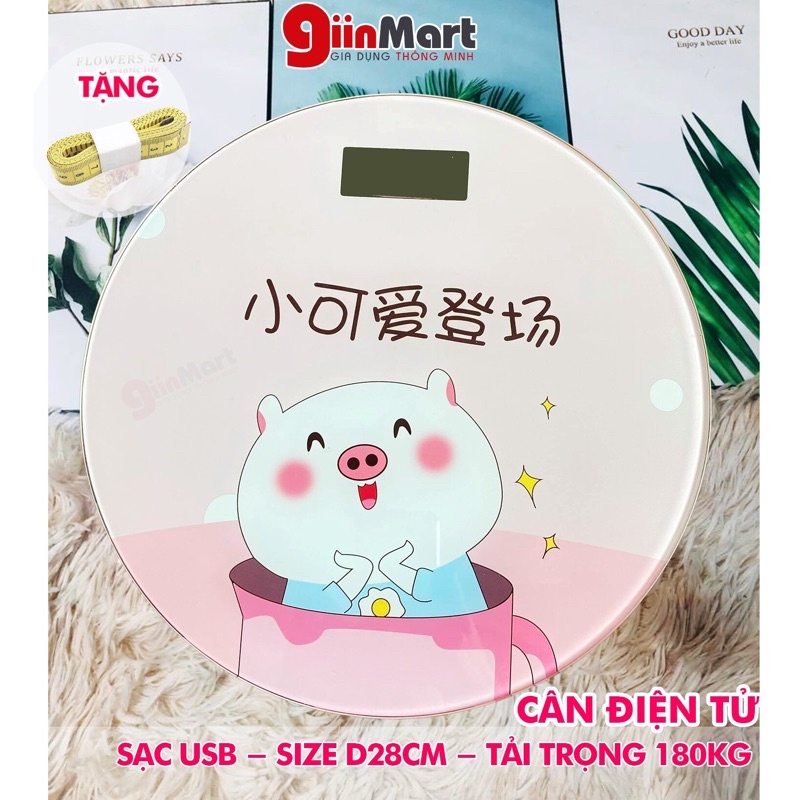 ☀BẢO HÀNH☀️ Cân Điện Tử Cân Sức Khỏe Sạc Tích Điện USB Chuẩn Xác Tải Trọng 180kg Mặt Kính Cường Lực