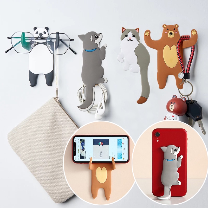 Móc Treo Đồ Dán Tường/Tủ Lạnh Hình Động Vật Hoạt Hình Đa Năng