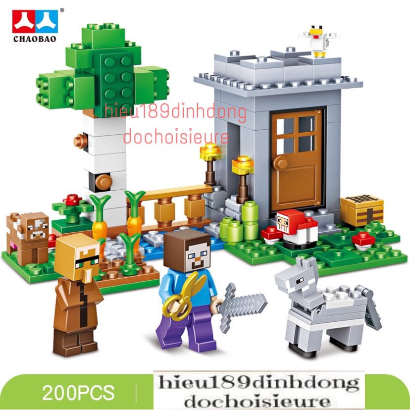 Lắp ráp xếp hình not Lego MineCraft My World 7007 : Hiệp sĩ cưỡi ngựa bảo vệ dân làng và khu vườn 200 mảnh