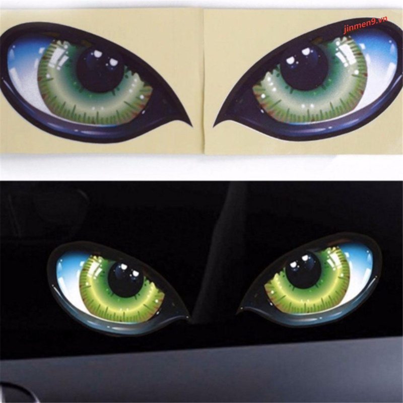 Bộ 2 miếng dán nhựa vinyl hình đôi mắt 3D trang trí xe hơi