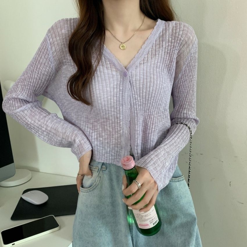 Áo len nữ cardigan mỏng dệt kim tay dài hàn quốc ulzzang thời trang Fmstyle Saigon 21ALU06A962503 | BigBuy360 - bigbuy360.vn