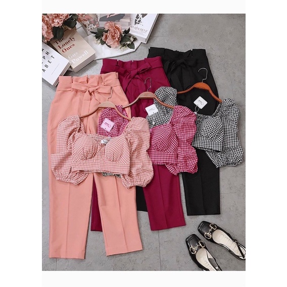 BIGSIZE Set áo caro quần baggy bigsize 50-90kg