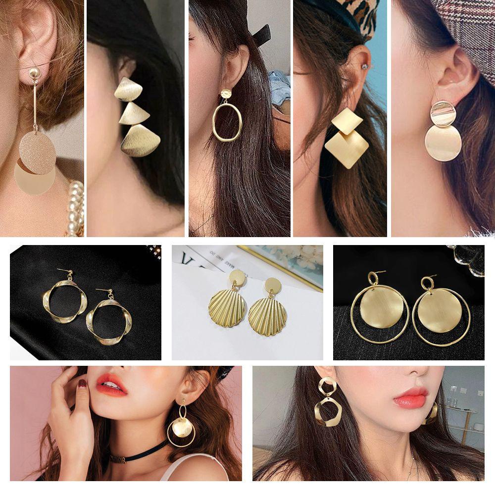 Bông Tai Hình Tròn Bằng Hợp Kim Phong Cách Cổ Điển Thời Trang 1
