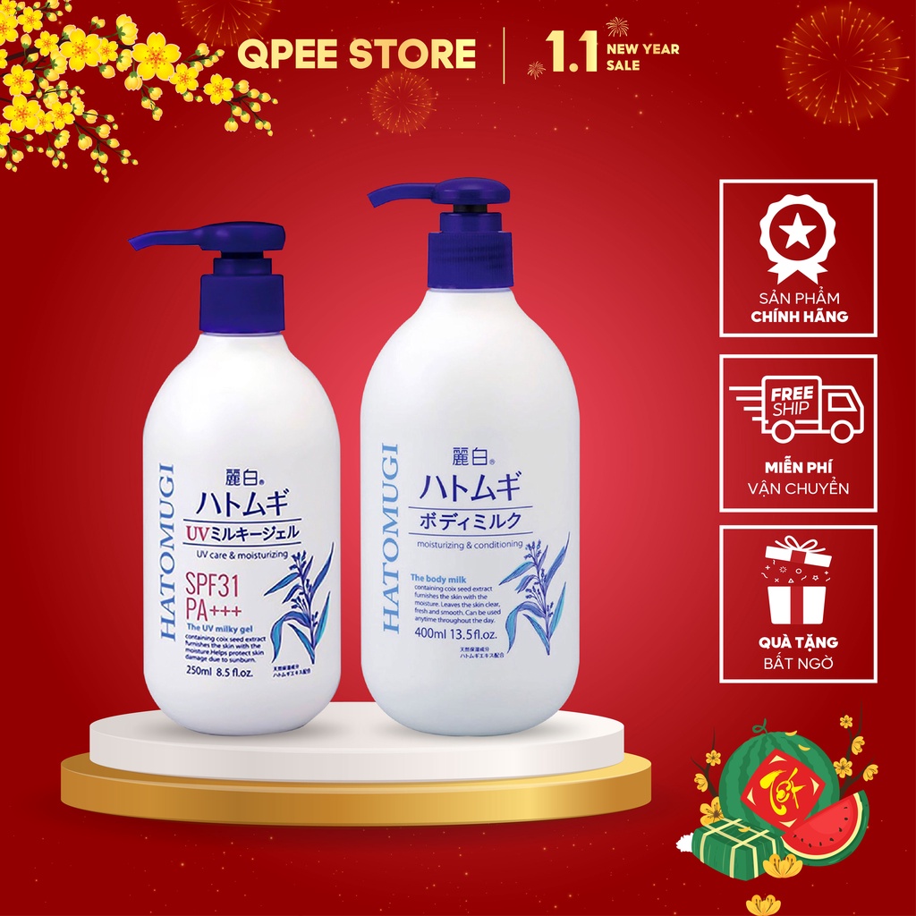 ✅[CHÍNH HÃNG] Sữa dưỡng thể chống nắng Hatomugi UV Milky Gel SPF31 PA +++ - QPEE STORE