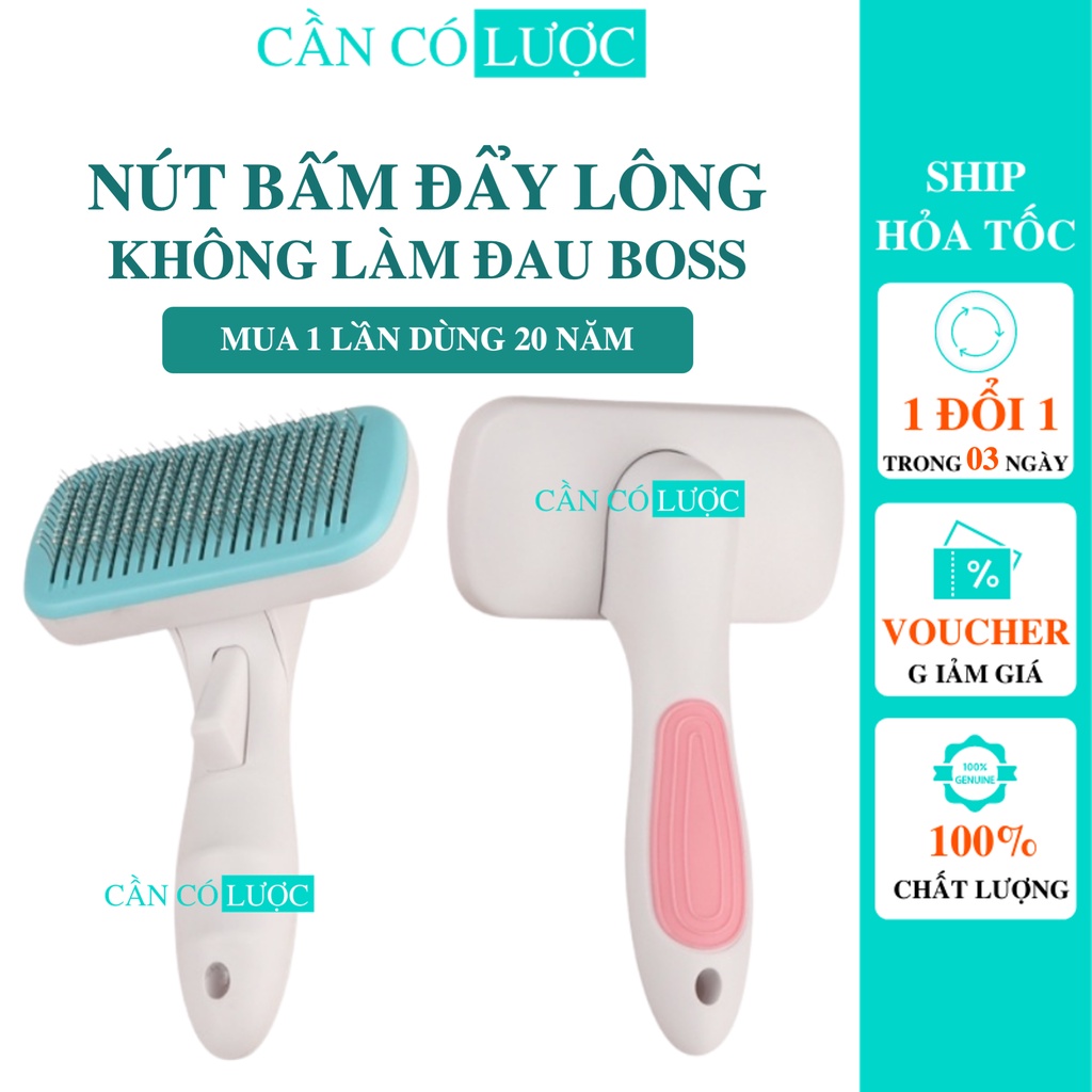 Lược Chải Lông Chó Mèo Thú Cưng Có Nút Bấm Đẩy Lông Chuyên Dụng, Cây Lăn Tĩnh Điện Lông Mèo Làm Mượt Lông