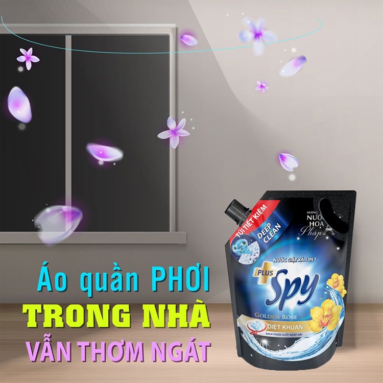 Nước giặt, Nước giặt xả SPY vàng 2400ml, lưu giữ hương thơm trong 5 ngày, diệt 99% vi khuẩn SP000058