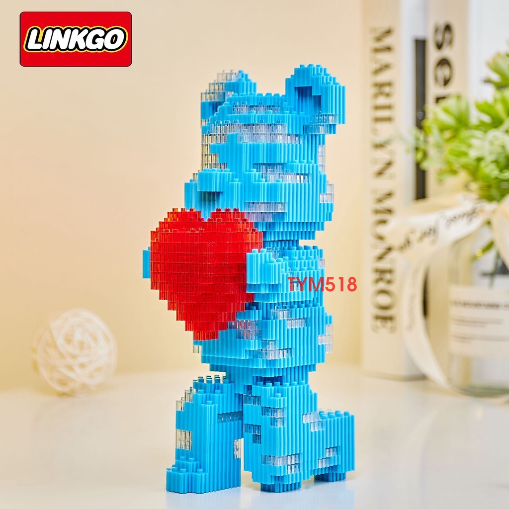 Le.go Gấu Bearbrick 18cm cỡ lớn ôm hoa Đồ chơi lắp ráp nano 3d mô hình cỡ lớn Hàng Đẹp bear bricK