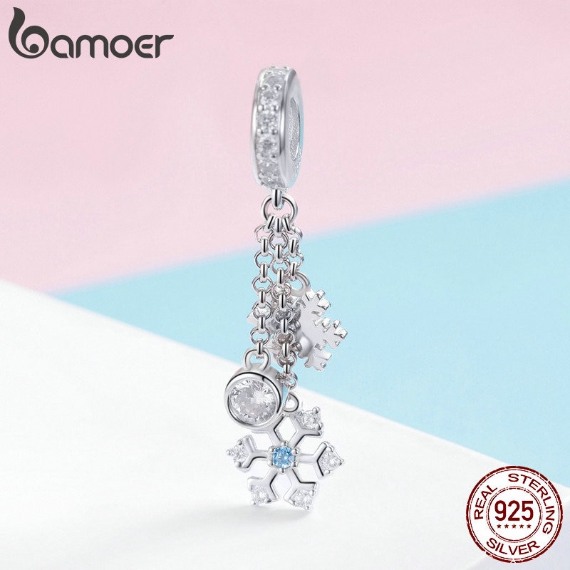 Hạt trang sức Bamoer xi bạc 925 đính hoa tuyết xinh xắn