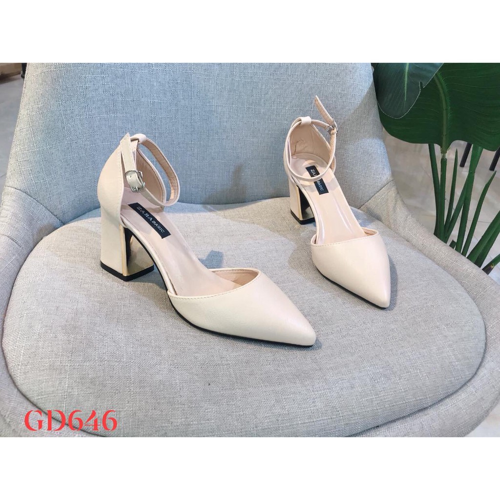 [KÈM ẢNH THẬT] GIÀY SANDAL BỊT MŨI CÔNG SỞ GÓT VUÔNG BỌC VÀNG CAO 7P DA LÌ XỊN XÒ HÀNG VNXK BAO BỀN