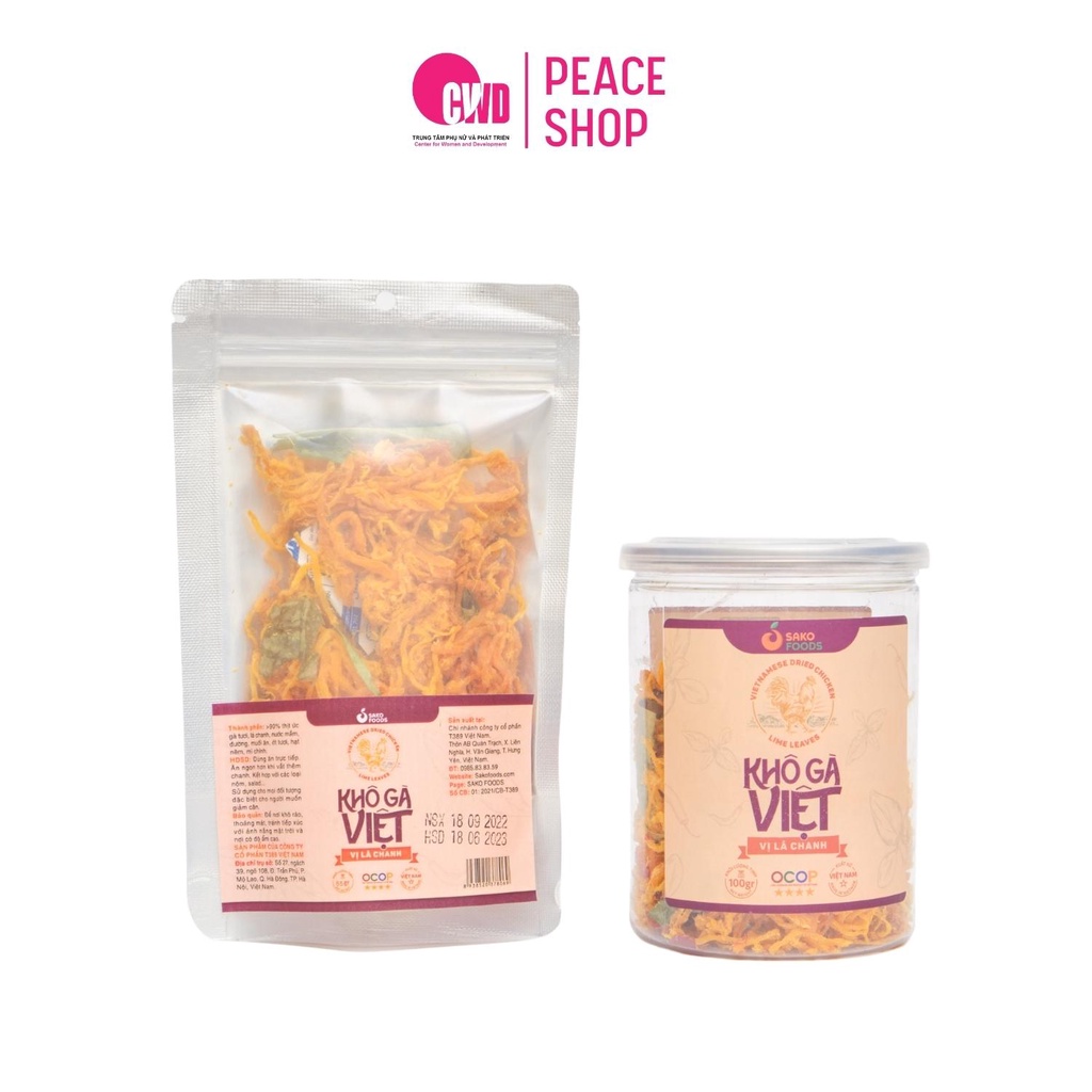 Khô gà lá chanh Sako Food ăn vặt đặc sản việt phân phối bởi Peace Shop