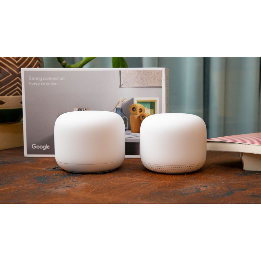 Google Nest Wifi thế hệ mới 2 pack (1 Router + 1 Point) Tích hợp trợ lý ảo Google Assistant, hàng nguyên seal - US.