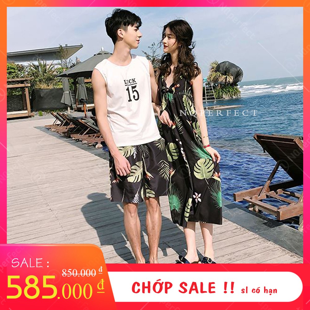 [SALE] Set Đầm nữ + Bộ quần áo nam của căp đôi thêm sắc cho mùa hè rực rỡ (cao cấp)