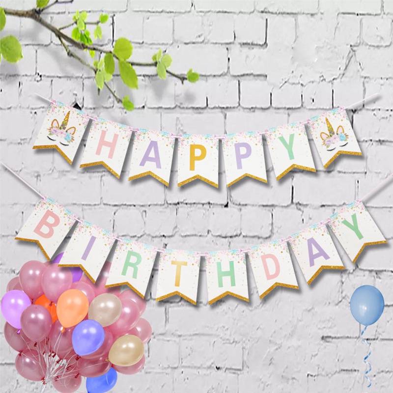 1 set Phụ Kiện Trang Trí Tiệc Sinh Nhật Cho Bé Hình Kỳ Lân Dễ Thương