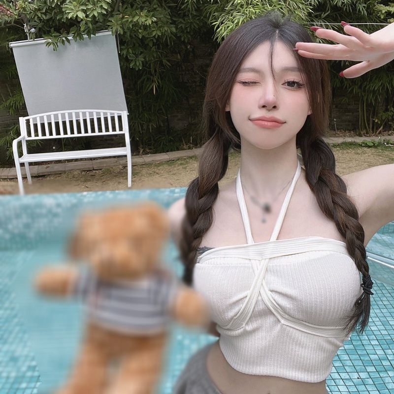 Áo Hai Dây Dệt Kim Màu Sắc Quyến Rũ Phong Cách Hàn Quốc