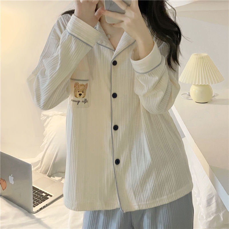 Bộ đồ ngủ dài tay họa tiết hoạt hình xinh xắn theo phong cách hàn quốc | BigBuy360 - bigbuy360.vn