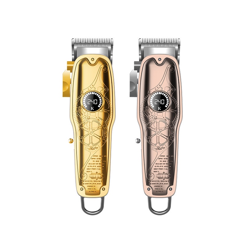 Tông đơ cắt tóc không dây cao cấp  Kemei 1969 PG - Lưỡi thép Carbon màn hình LCD