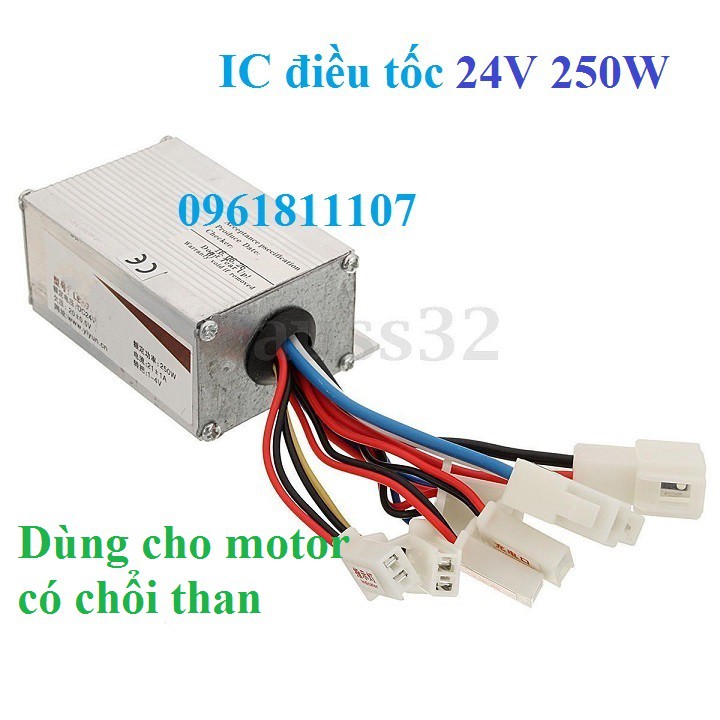 combo chế xe điện motor giảm tốc 24v 250w chân ga