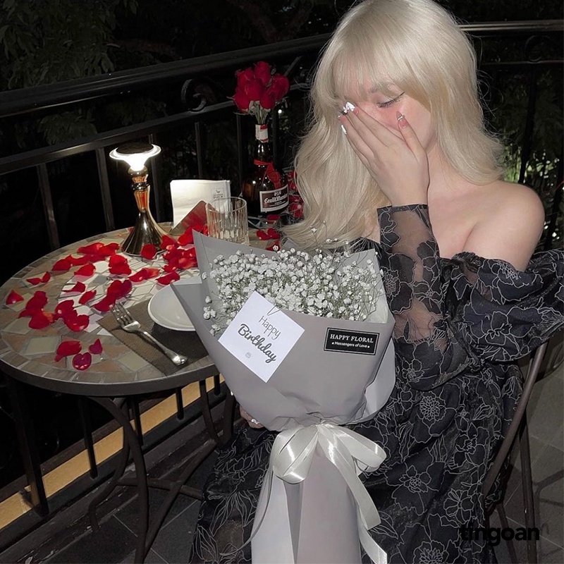 TINGOAN® - Váy vai bồng bóng kính vân hoa đen 3 lớp vải tingoan PRETTY IN ROSÉ DRESS/BL