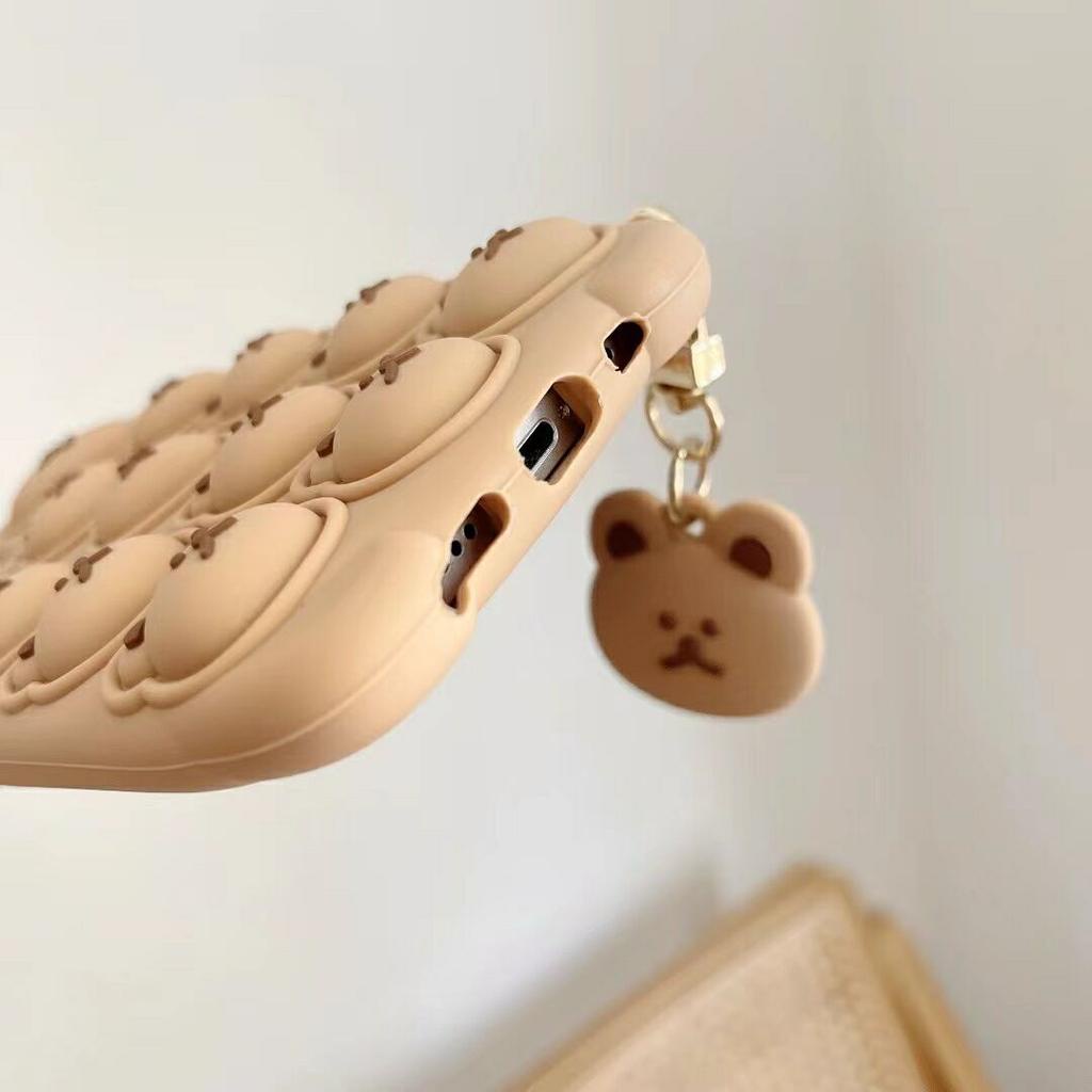 Ốp điện thoại họa tiết gấu 3d đáng yêu có dây đeo tiện lợi cho IPhone 11 12promax 7Plus X Xs Max XR 8 7 SE2020