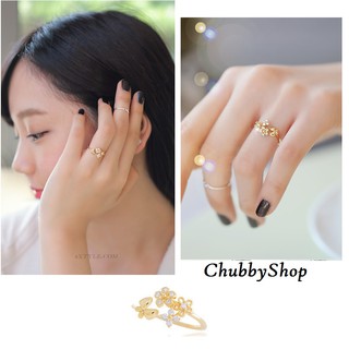 Nhẫn hoa bướm đính đá xi cao cấp