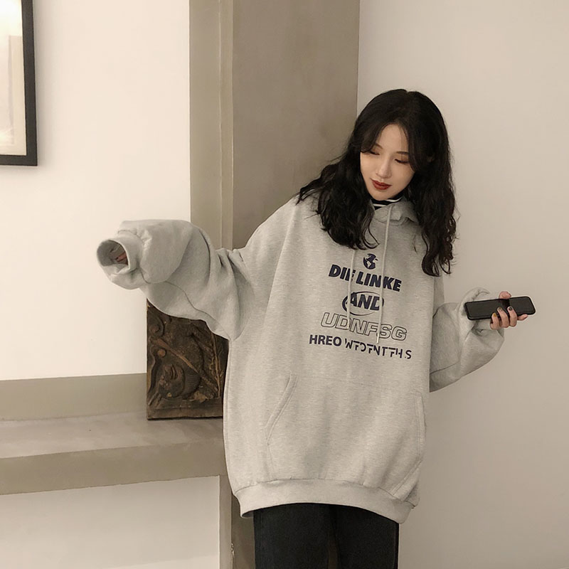 Áo Hoodie Tay Dài Hoạ Tiết Chữ In Phong Cách Ulzzang Hàn Quốc | WebRaoVat - webraovat.net.vn