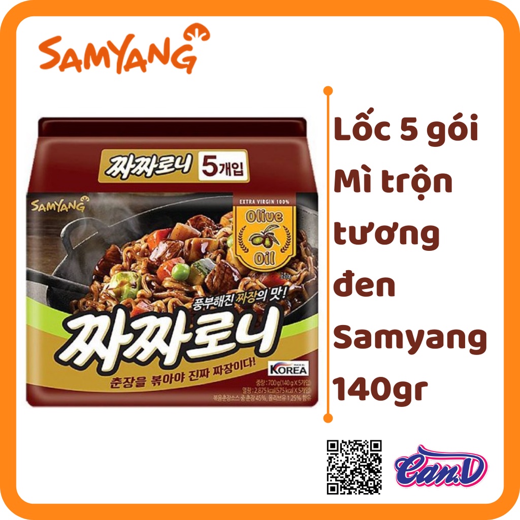 Lốc 5 gói Mì trộn tương đen Samyang gói 140gr