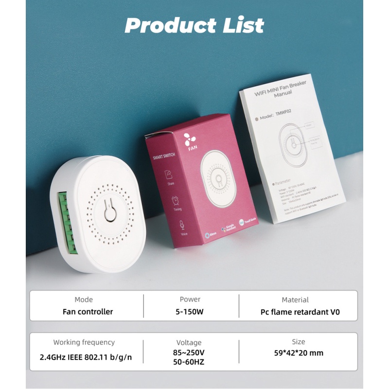 Tuya Smart Wi-Fi Quạt Trần Tốc Độ Công Tắc Hẹn Giờ Điều Khiển Không Dây Cho Google Nhà Alexa