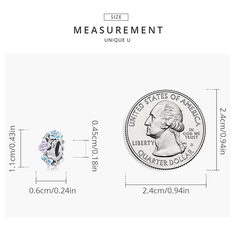 Hạt phụ kiện BAMOER SCC2063 bằng bạc 925 hình bông hoa và bướm thời trang để làm vòng tay DIY