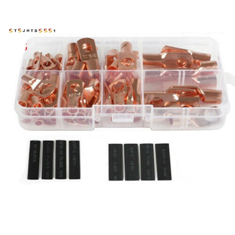 140Pcs Assorted Car Auto Copper Ring Lug Terminal Wire Bare Cable Crimp Connectors Crimp Terminal Assorted Kit