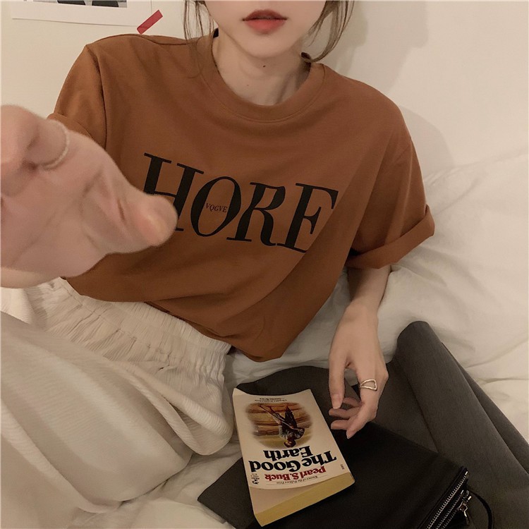 Áo thun có tay ngắn dáng rộng phong cách Hàn Quốc năm  dành cho nữ