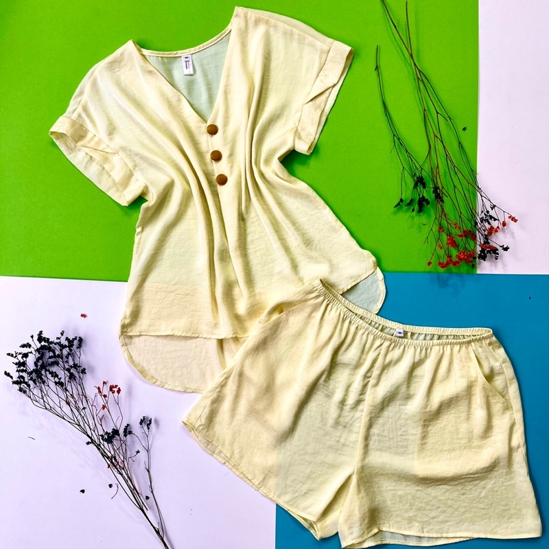 Đồ bộ đùi lụa mát tay liền mặc nhà InFASHION