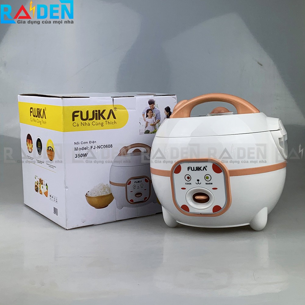 Nồi cơm điện mini 0.8L Fujika FJ-NC0608 có xửng hấp thích hợp cho sinh viên, gia đình 2 người | BigBuy360 - bigbuy360.vn