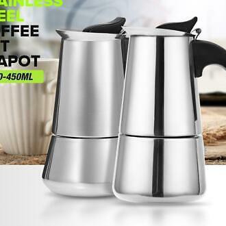 Máy Pha Cà Phê Definite Mocha Latte Percolator Bằng Thép Không Gỉ 300ml (6 Cốc) Df3;