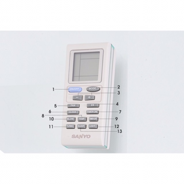 Remote máy lạnh SANYO - Điều Khiển Điều Hòa Sanyo Cũ ,Bảo Hành Đổi Mới Và Tặng 1 Đôi Pin