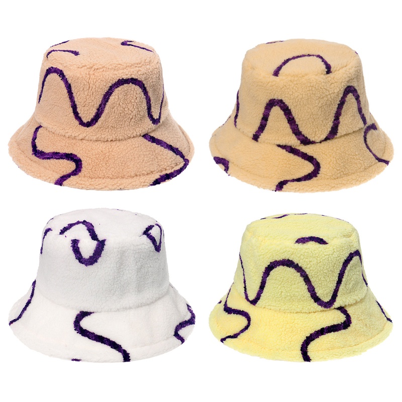Mũ Bucket Chất Liệu Lông Cừu Nhân Tạo Dễ Thương Xinh Xắn Thời Trang Mùa Đông Cho Nữ
