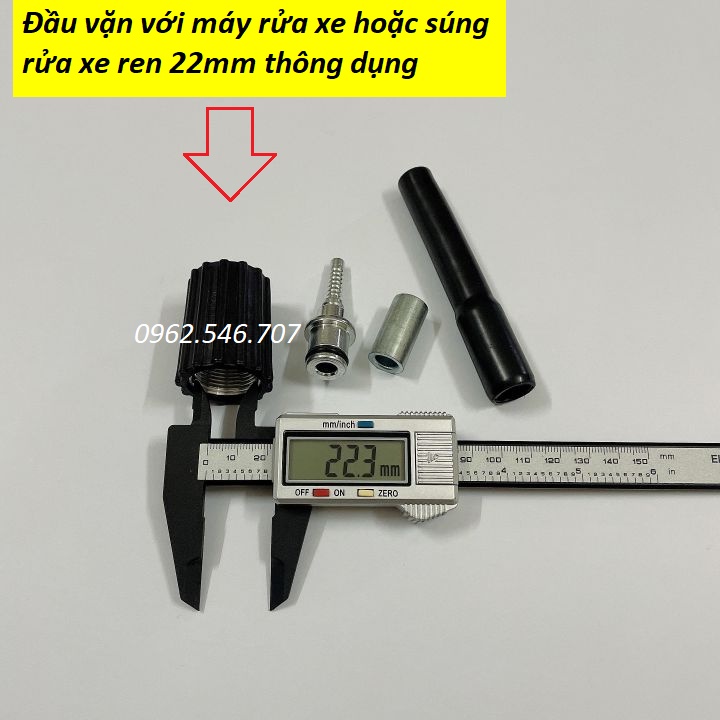 Đầu Cos ren trong 22mm của dây xịt máy rửa xe mini gia đình