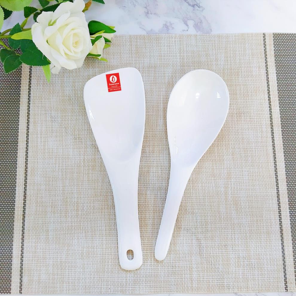 (HÀNG ĐẸP) Muôi cơm muôi canh Superware 100% Nhựa melamine Trắng
