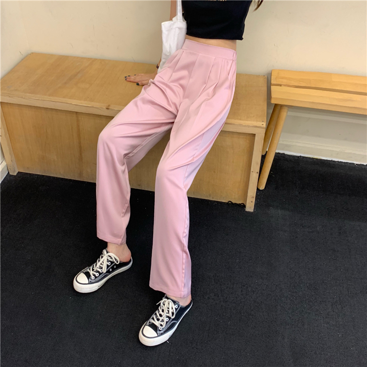 IELGY    Quần ống rộng Lưng Cao Thời Trang Trẻ Trung