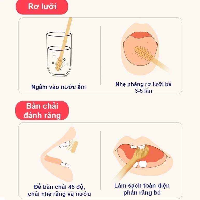 Set hộp rơ lưỡi và bàn chải silicon siêu mềm cho bé