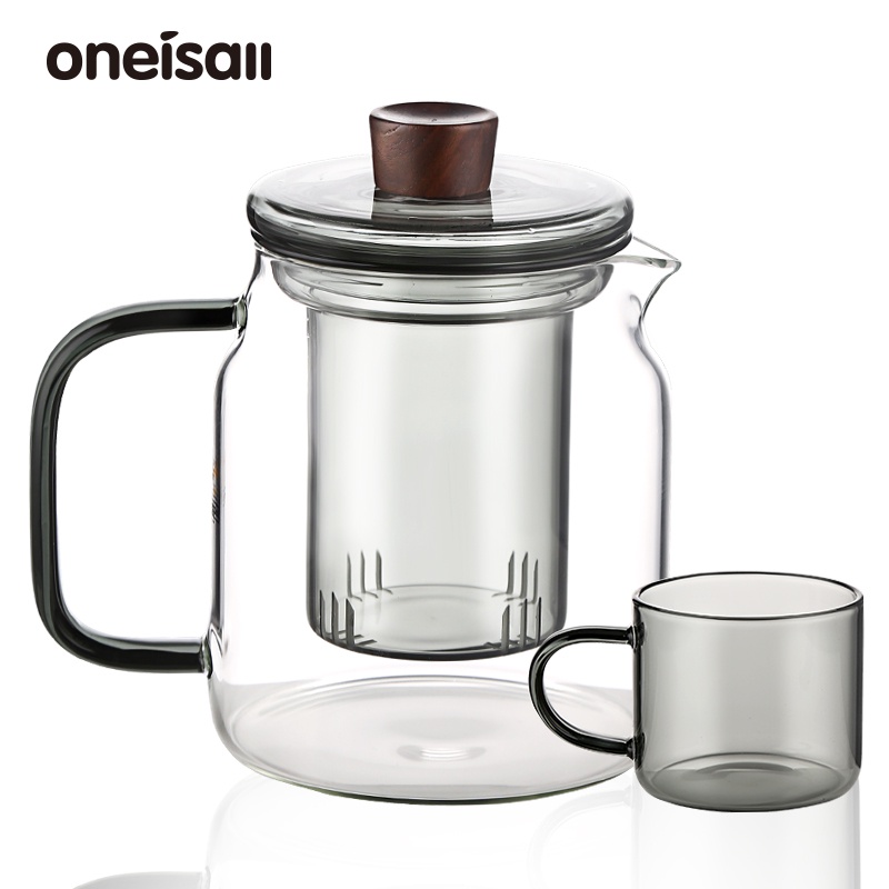Bộ ấm trà thủy tinh Oneisall chịu nhiệt độ cao 600ml tiện lợi