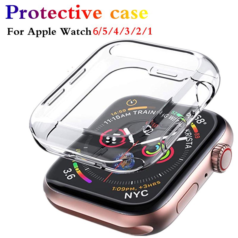 Ốp Lưng Silicone Mềm Có Màn Hình Cho Đồng Hồ Thông Minh Apple Watch 6 Se 5 4 3 2 1 40mm 44mm 38mm 42mm