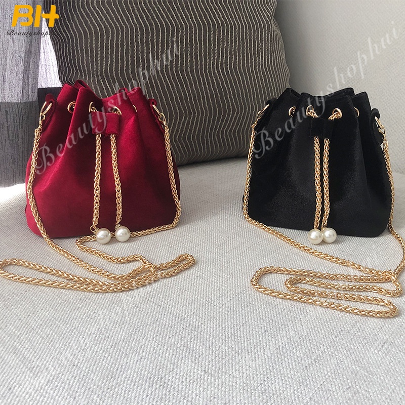 Túi Đeo Chéo Dây Rút Màu Sắc Ngọt Ngào Phong Cách Retro Thời Trang Cho Nữ