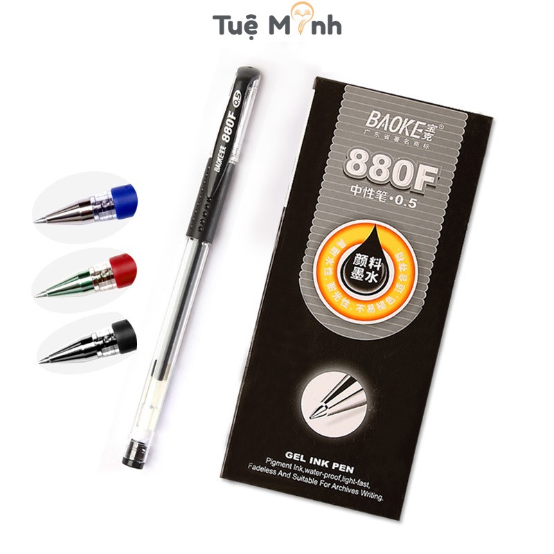 Bút bi nước 0.5mm đệm tay Baoke B28 mực gel 3 màu