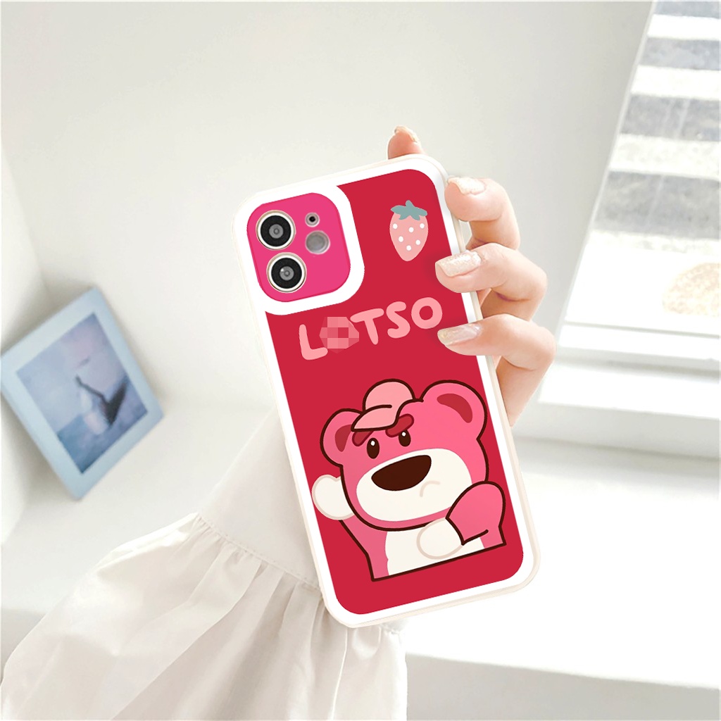 Ốp lưng iphone Gấu Lotso cạnh vuông ốp ip 6/6plus/6s/6splus/7/7plus/8/8plus/x/xr/xs/11/12/13/pro/max/plus/promax G33