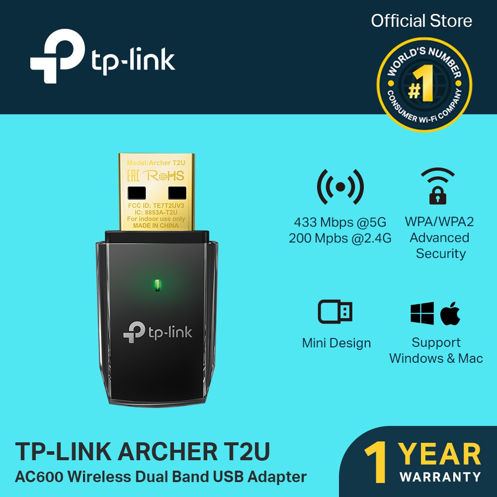 Bộ Chuyển Đổi USB Wifi TP-Link Archer T2U Nano Băng Tần Kép Chuẩn AC 600Mbps